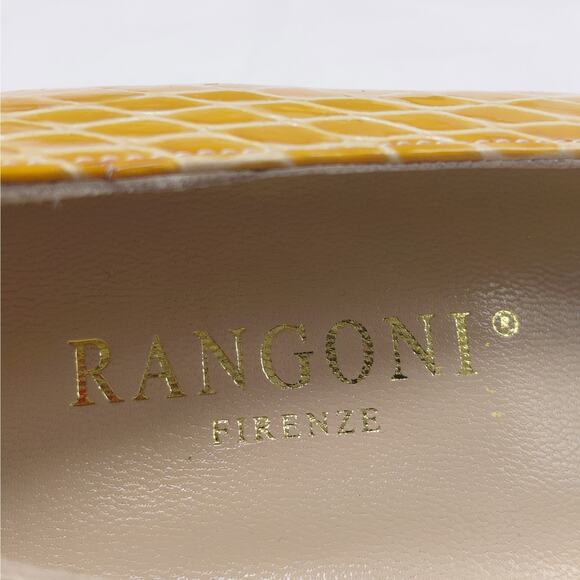 Rangoni Firenze Minx Beige Embossed Leather Block Heel Pumps 8 AAA Narrow Italy - Picture 10 of 12